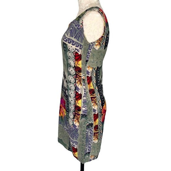 Jams World Dress Womens Size 7 Vintage Hawaiian Floral Rayon Green Made In USA - Picture 2 of 9
